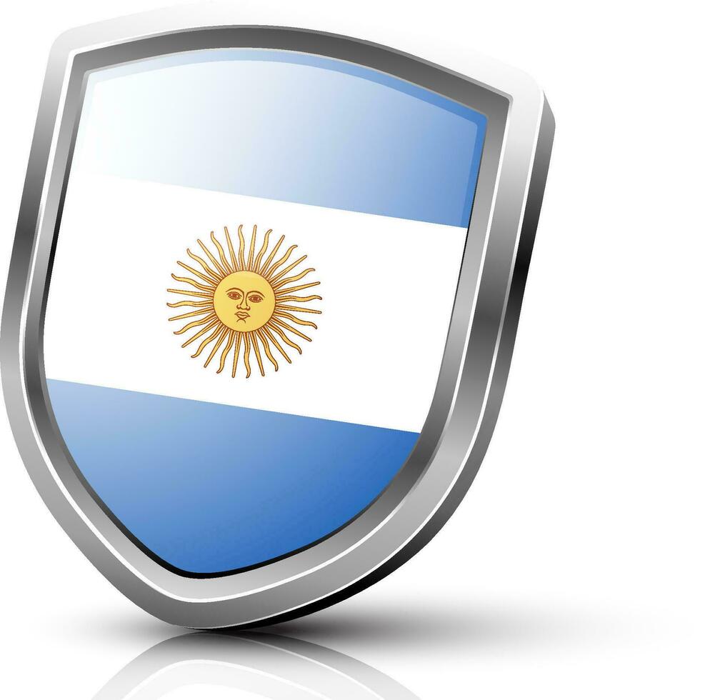 Illustration of glossy shield made by Argentina flag. vector