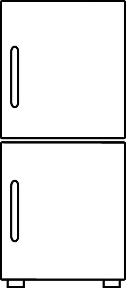 Modern refrigerator in line art illustration. vector