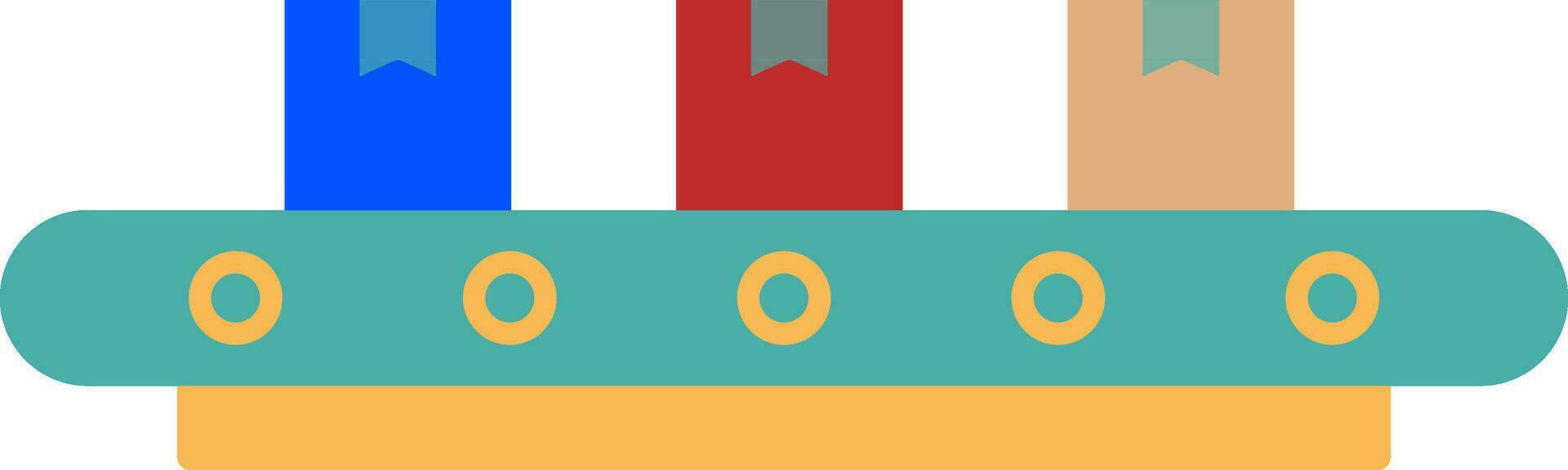 Flat style colorful illustration of conveyor belt. vector