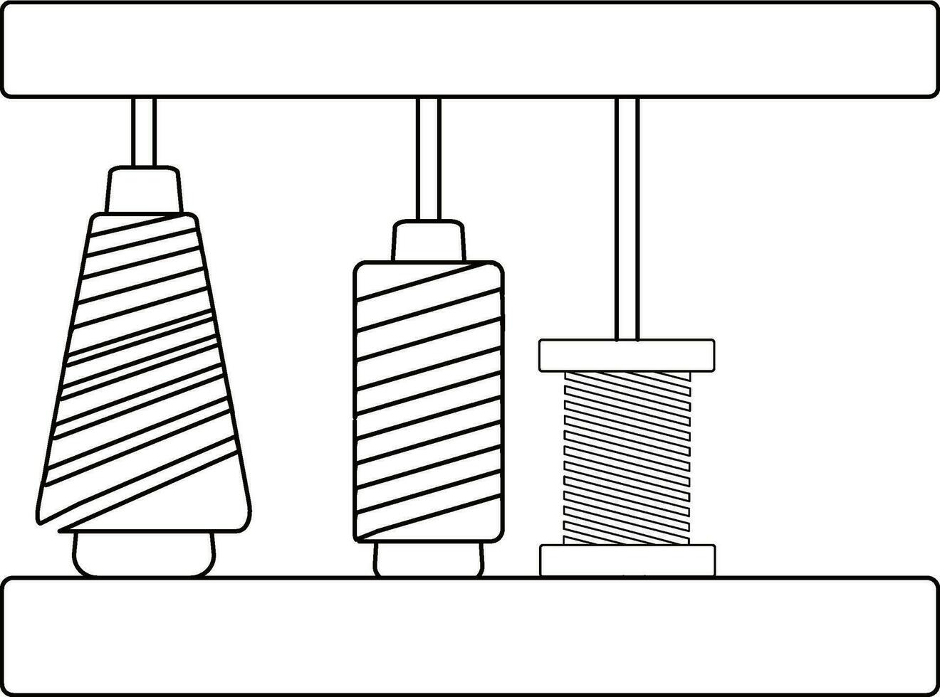 Line art skein thread stand for embroidery machines. vector