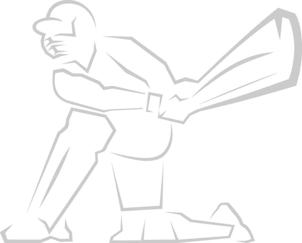 line art illustration of cricket batsman. vector