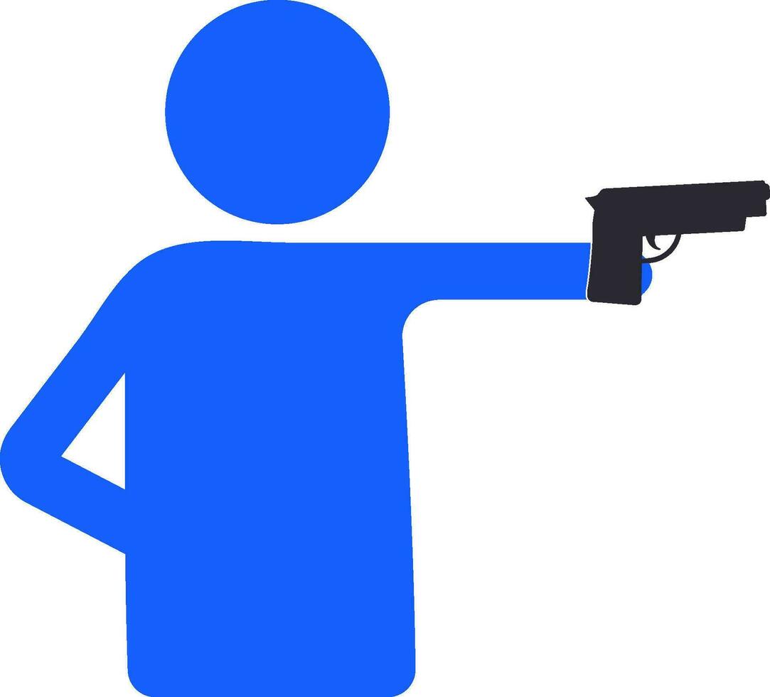 hombre puntería objetivo con pistola. vector