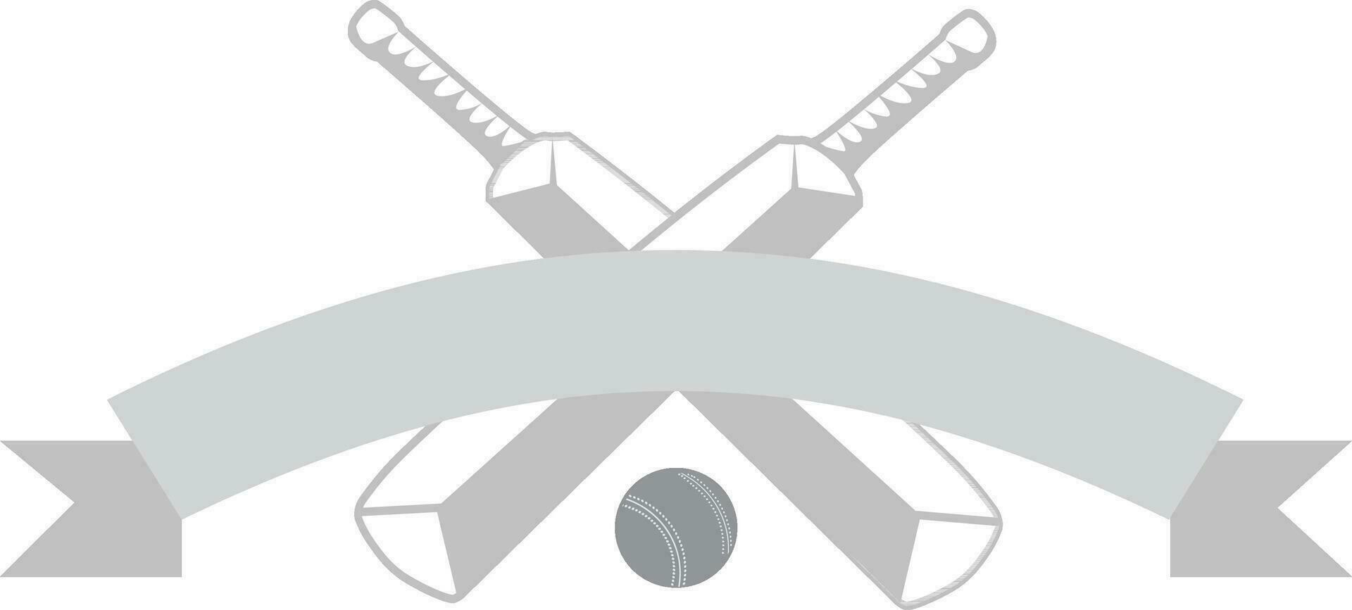 Crossed bats with ball and ribbon for Cricket. vector