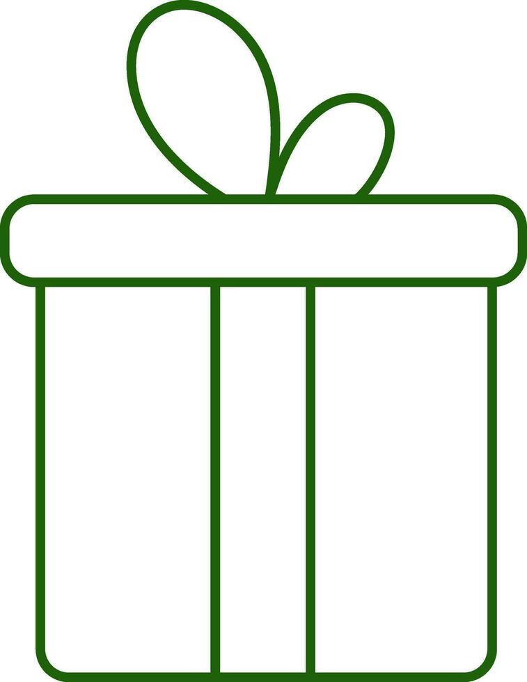 Isolated Gift Box Icon In Green Outline. vector