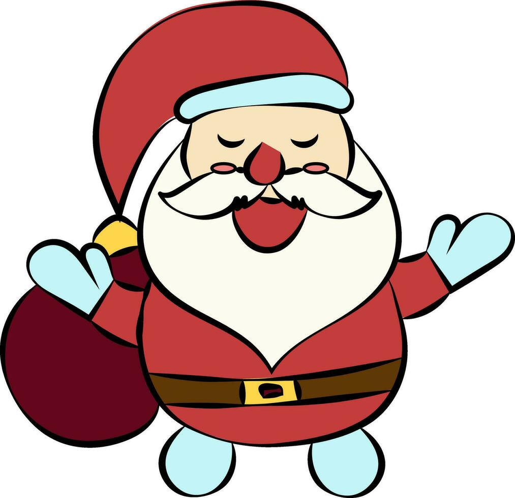 Hand Drawn Santa Claus Cartoon Character Icon In Flat Style. vector