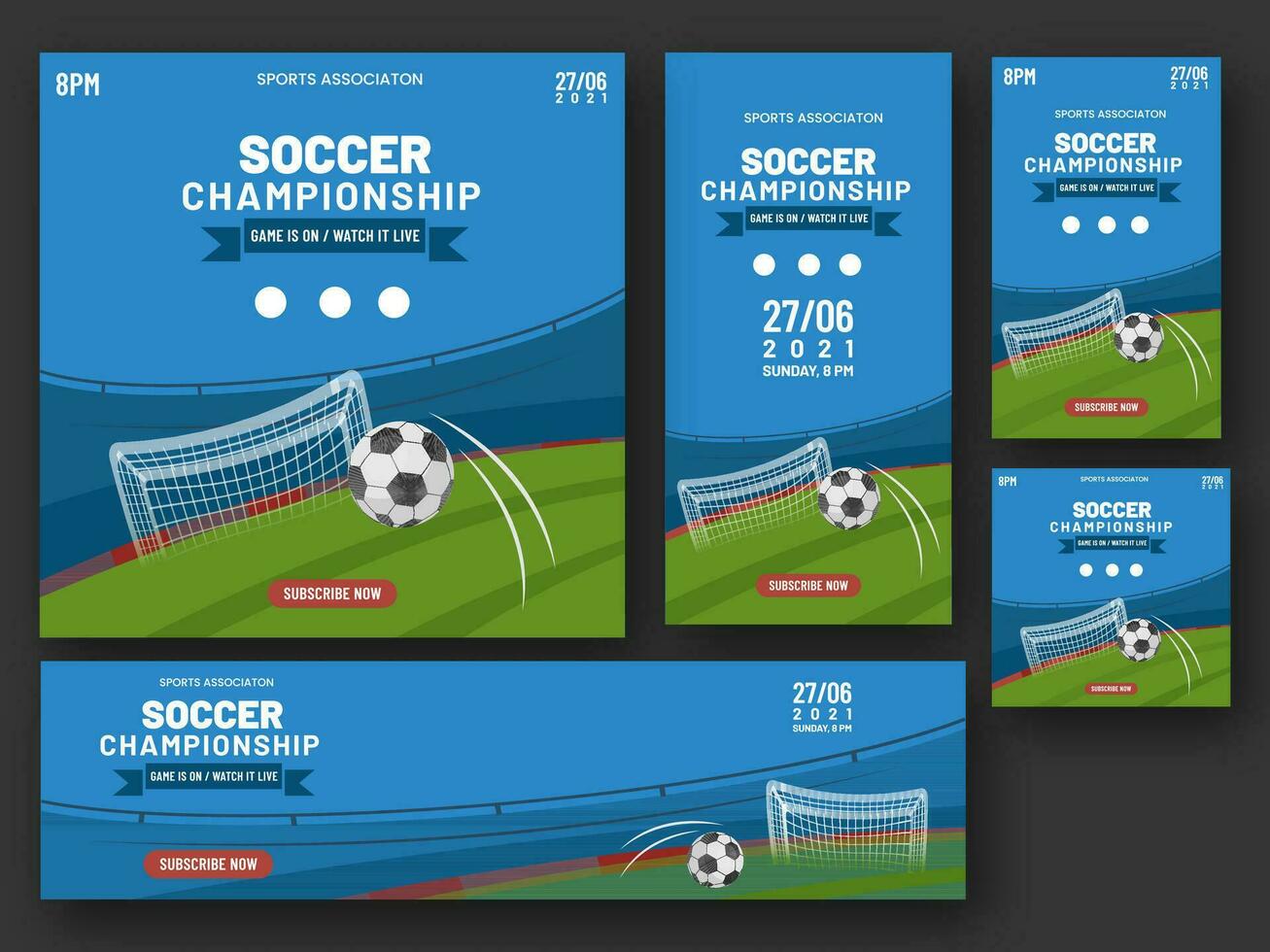 Soccer Championship Banner, Poster And Template Design With Playground . vector