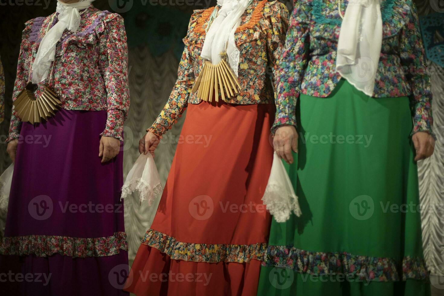 Russian folk costume. Folk clothes. Folklore ensemble. photo