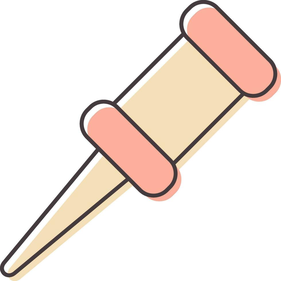 Pushpin Icon In Pink Color. vector