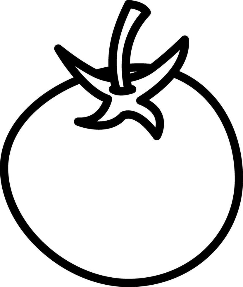 Tomato Icon In Black Line Art. vector