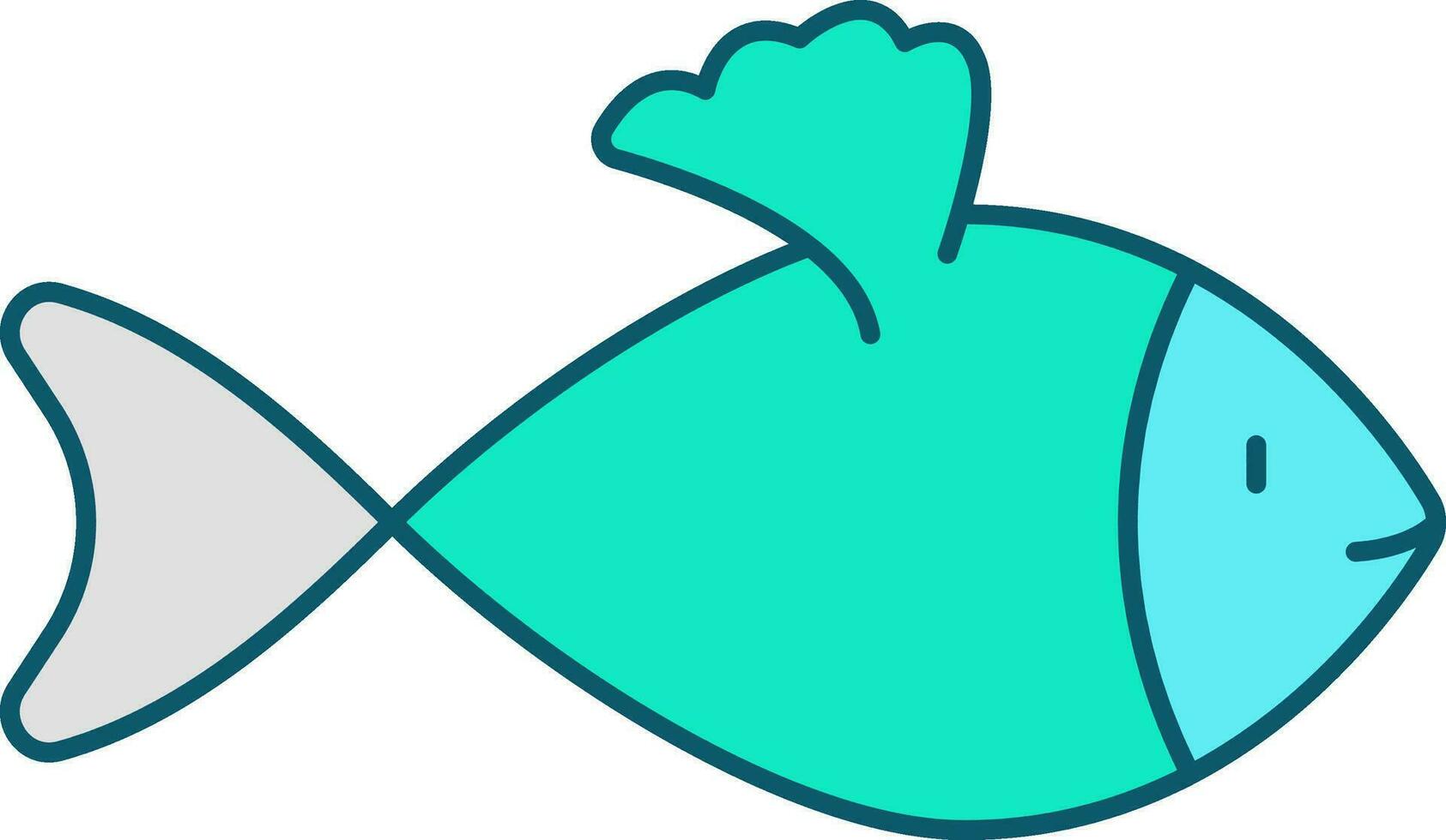 Cartoon Fish Icon In Green And Blue Color. vector