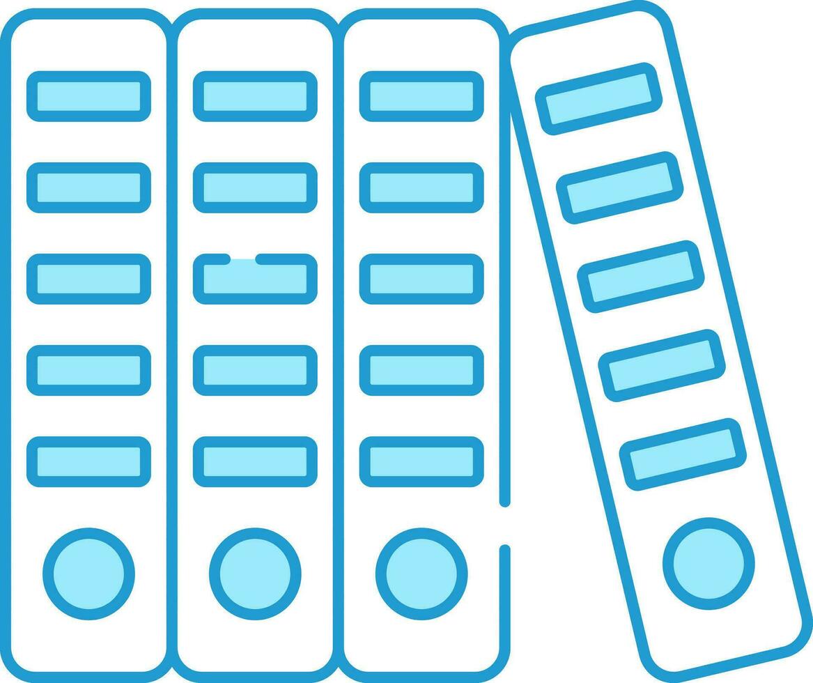 Stack Ring Binder Folder Icon In Blue And White Color. vector
