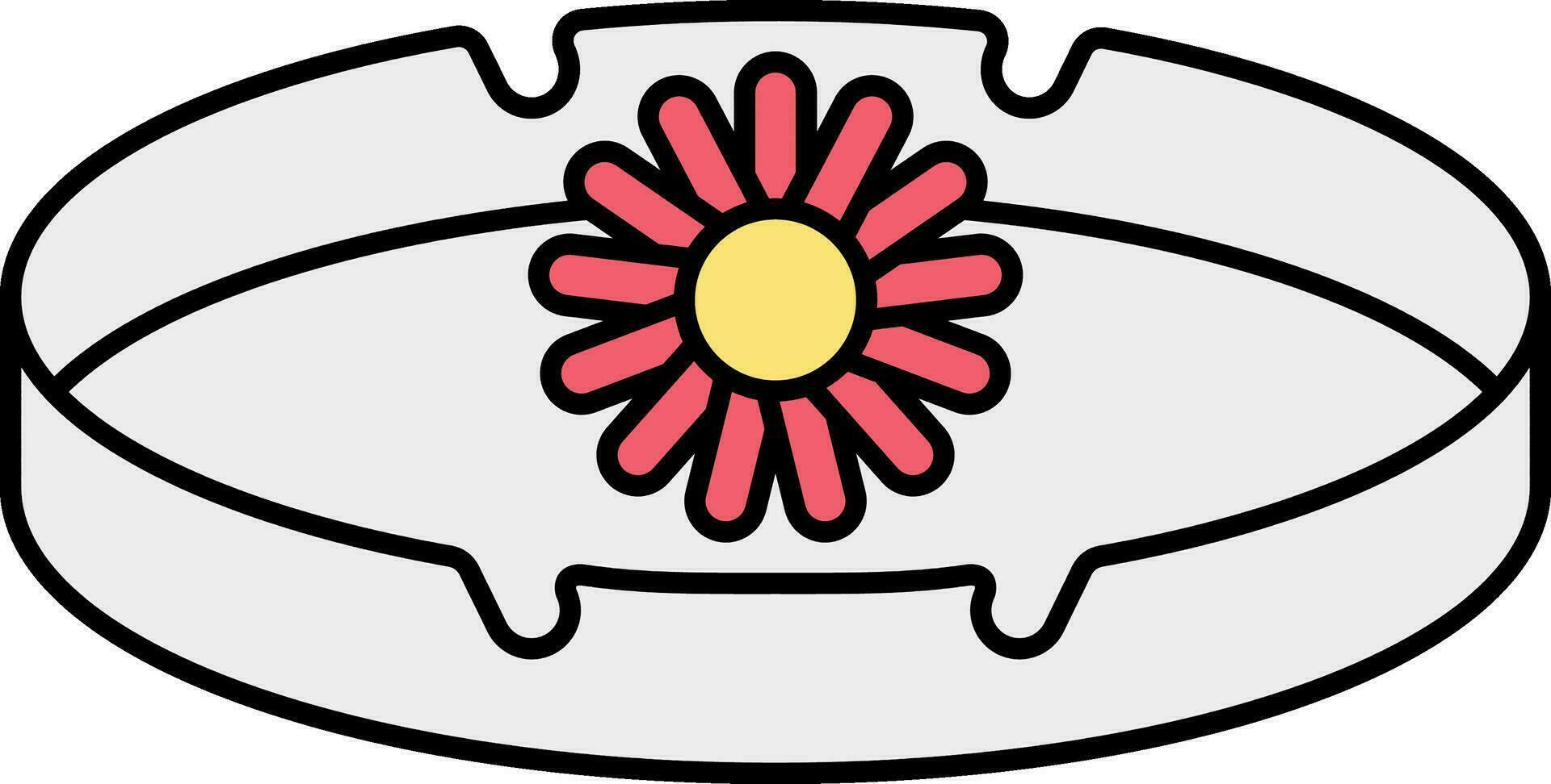 No Ash Tray With Flower Red And Grey Icon. vector