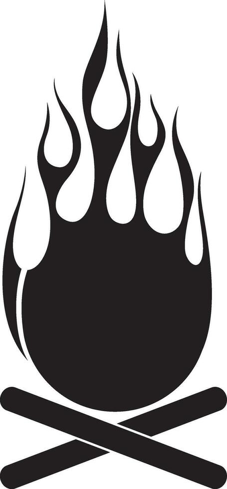 Black campfire and bonefire icon, vector flat illustration.