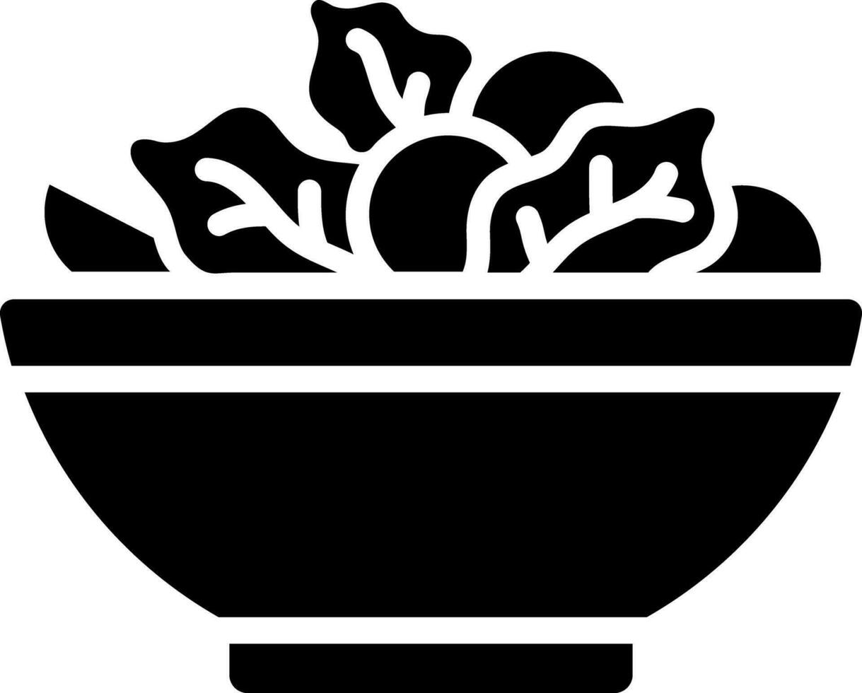 Salad bowl glyph icon in flat style. vector