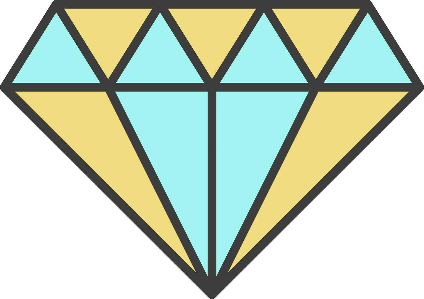 Flat Diamond Icon In Turquoise And Yellow Color. vector