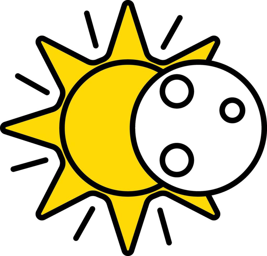 Isolated Solar Eclipse Icon In White And Yellow Color. vector