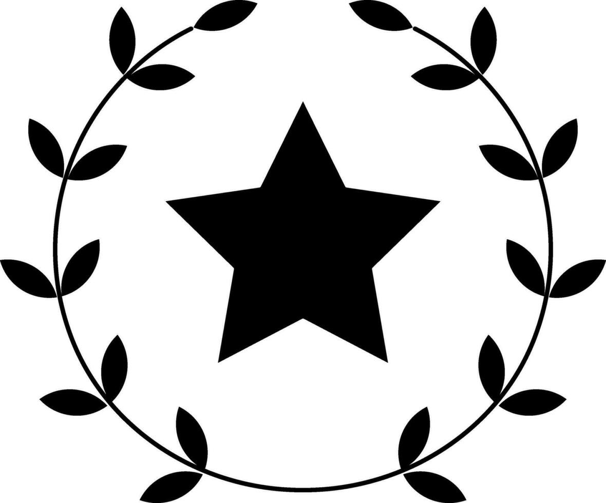 Star Laurel Wreath Icon In Glyph Style. vector