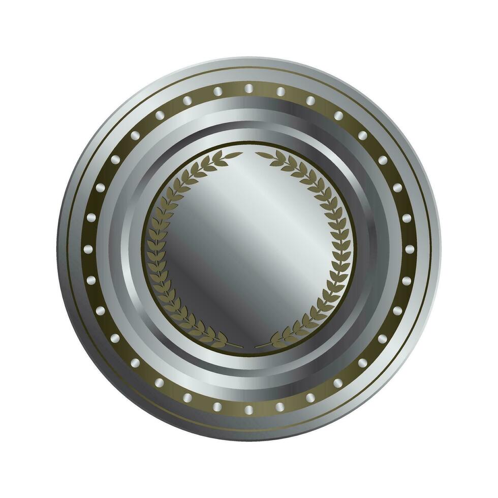 Glossy circular shield on white background. vector