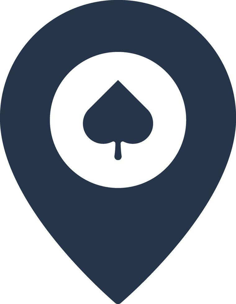 Casino Map Pin Icon In Blue And White Color. vector