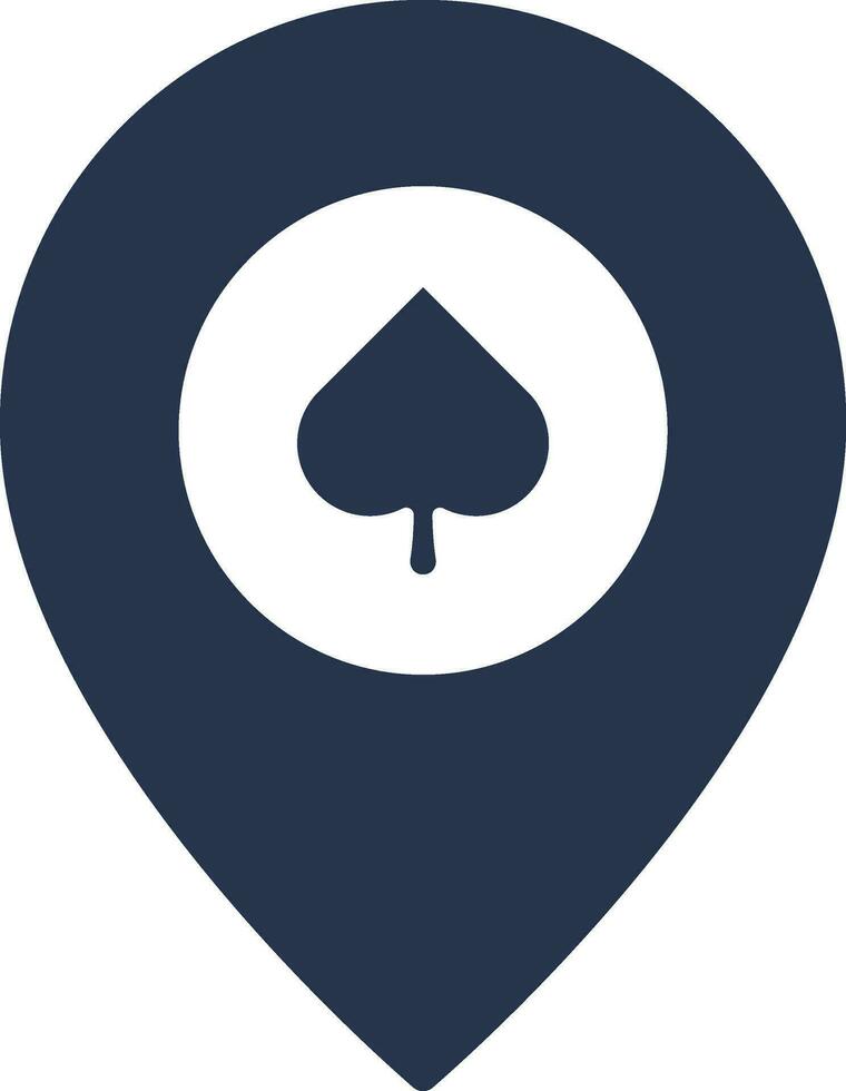 Casino Map Pin Icon In Blue And White Color. vector