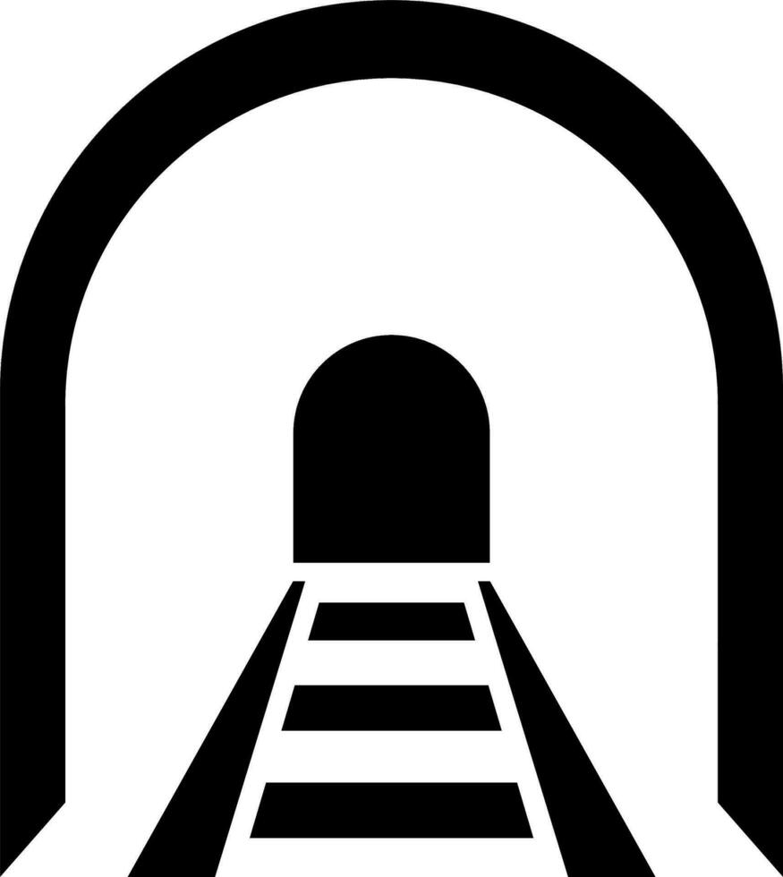 Vector illustration of railway tunnel in Black and White color.