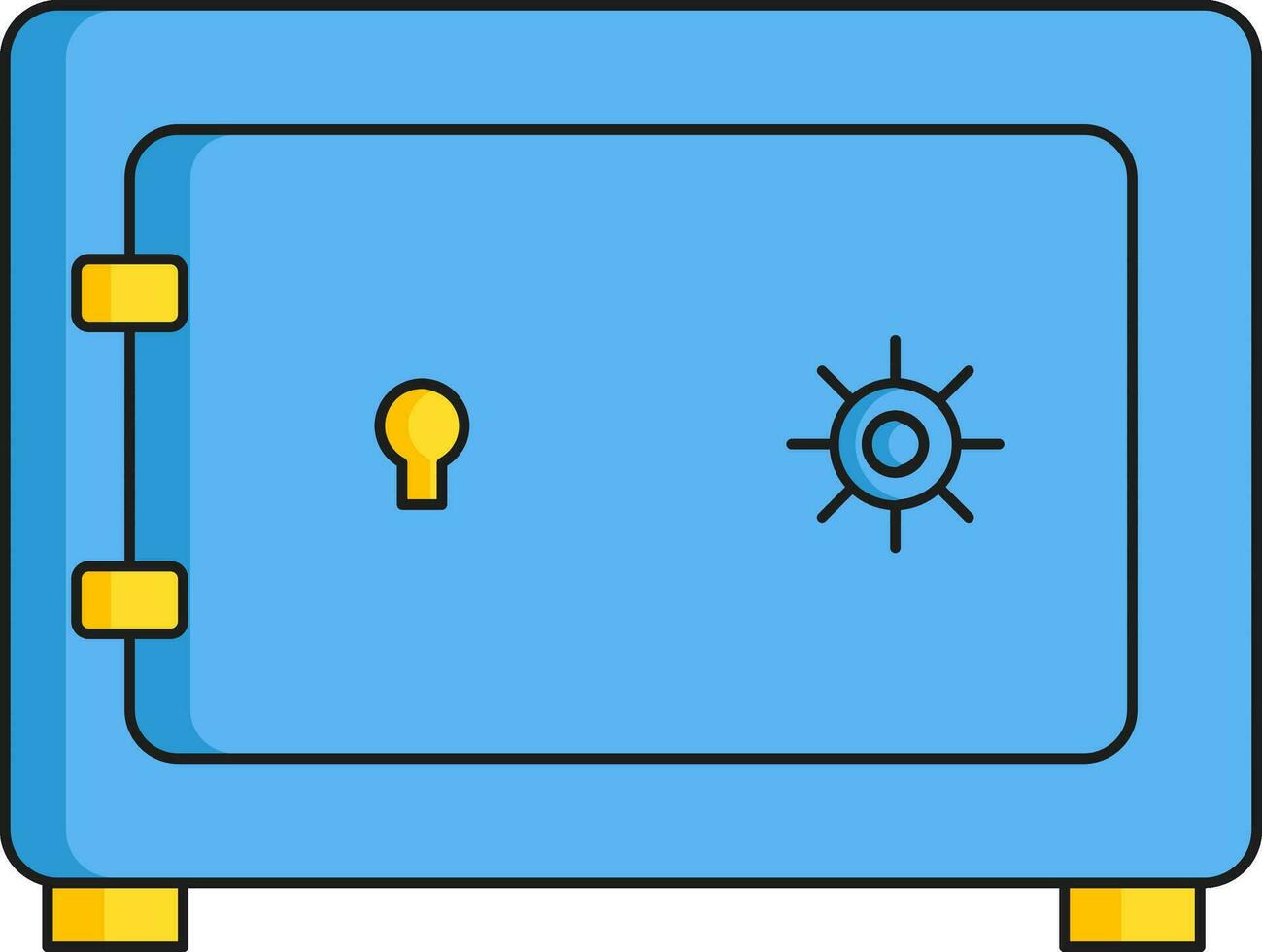 Blue And Yellow Vault Locker Icon In Flat Style. vector