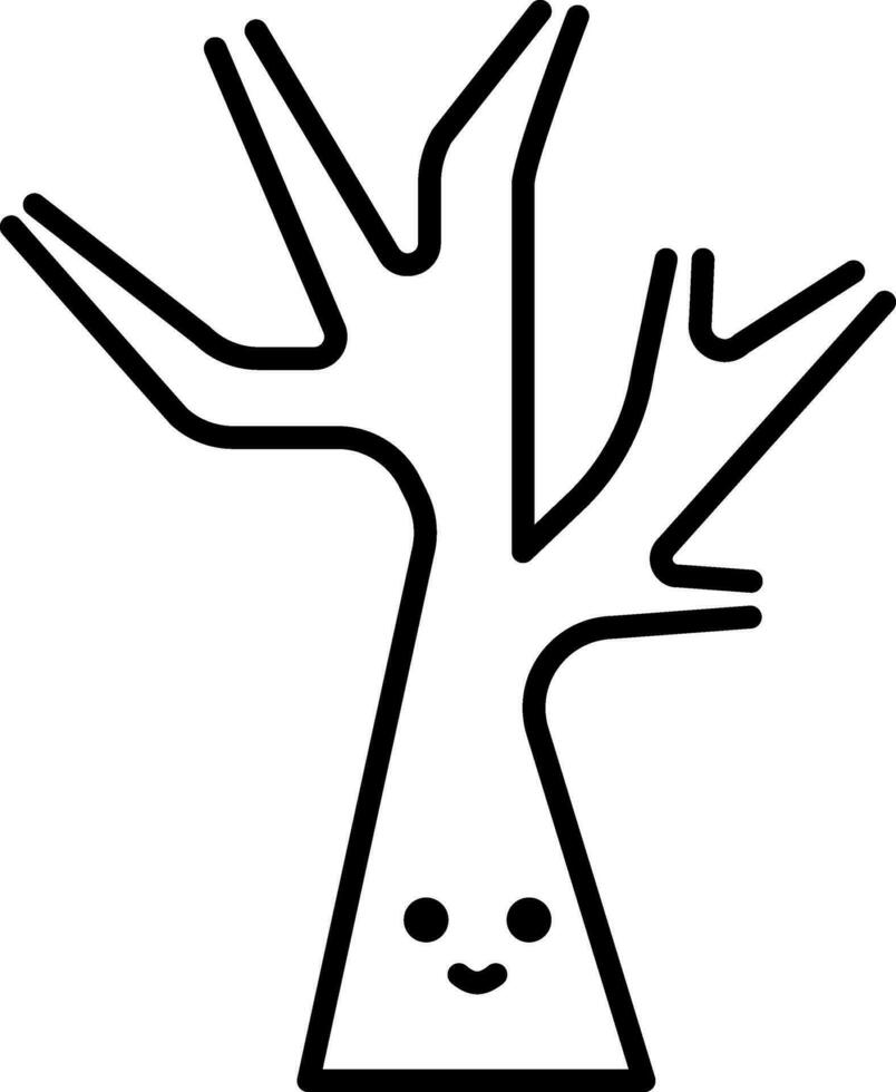 Cartoon Face Baretree Black Stroke Icon. vector