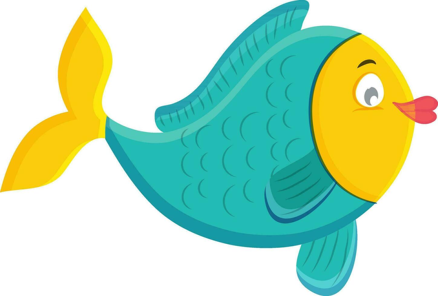 linda dibujos animados pescado en plano estilo. vector