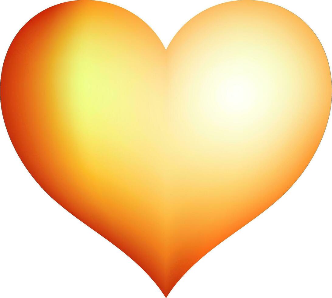 Glossy orange and golden heart. vector
