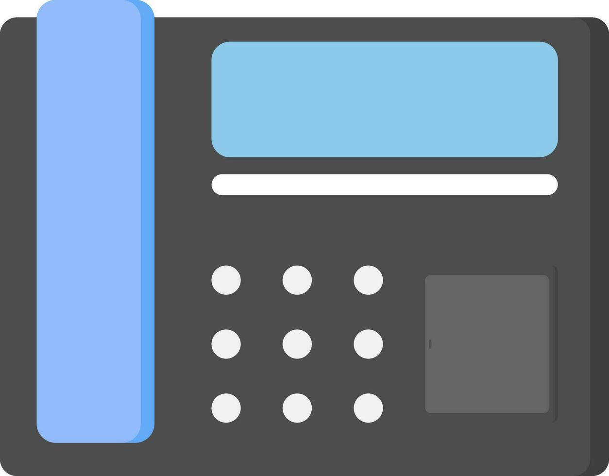 Blue And Black Telephone Icon In Flat Style. vector