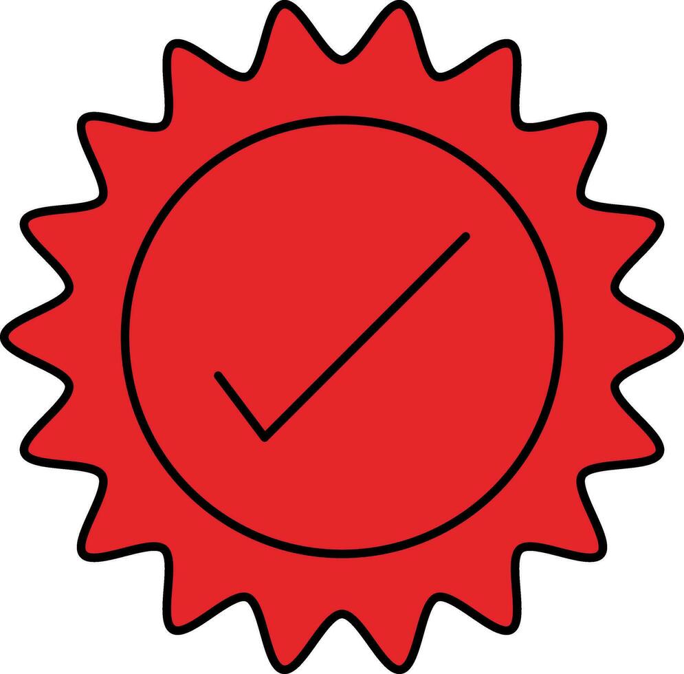 Isolated Check Sticker Icon In Red Color. vector