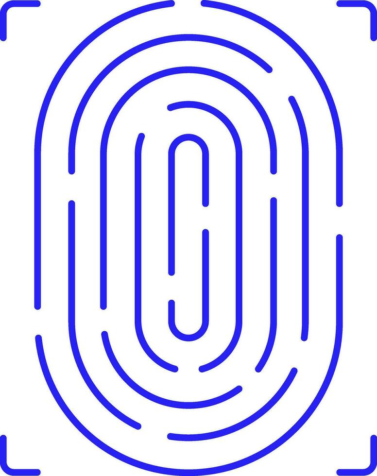Blue Stroke Illustration Of Fingerprint Scan Icon. vector