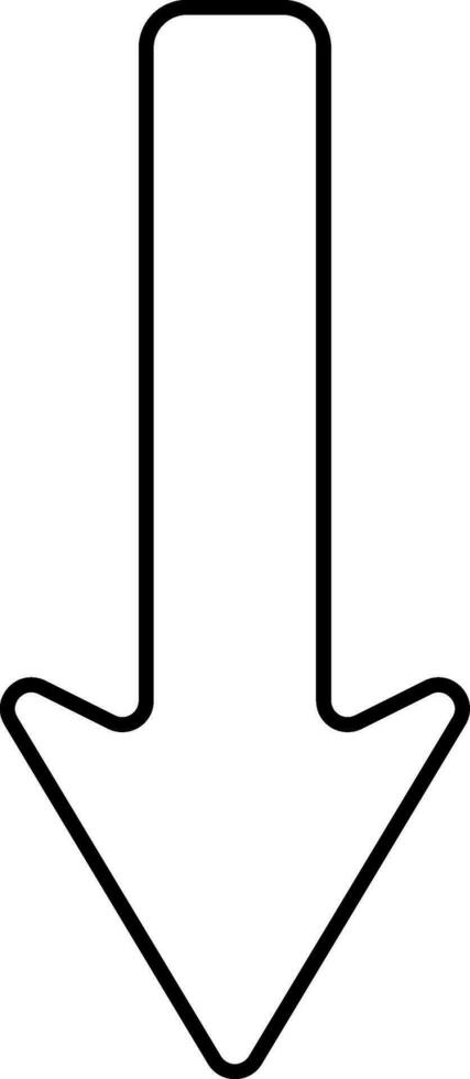 Black Outline Illustration Of Down Arrow Icon. vector