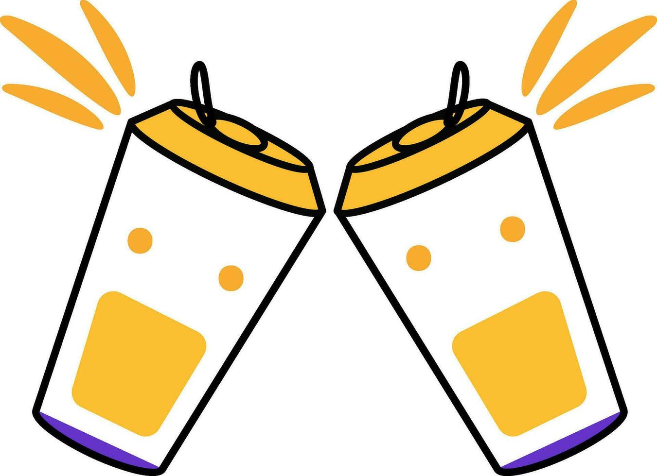 Couple Cheers Drink Can Icon In Orange And Violet Color. vector