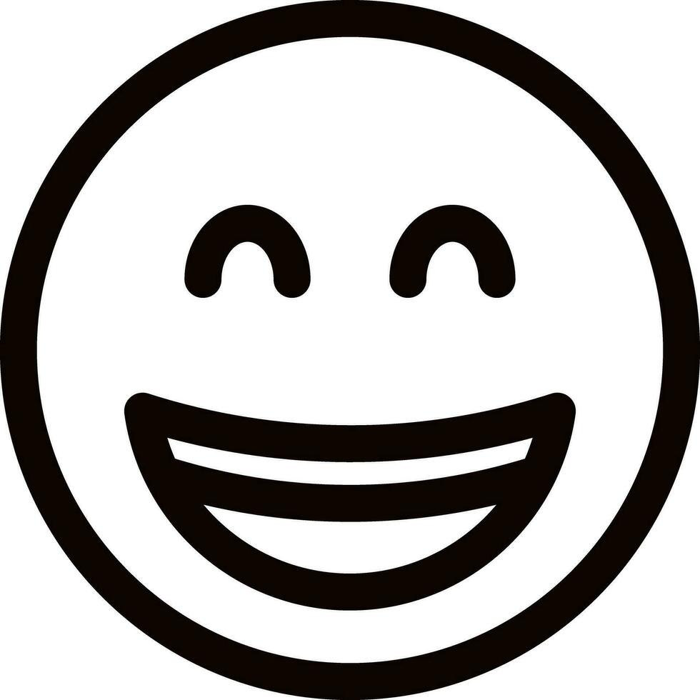 Illustration of laughing face emotion icon in black line art. vector