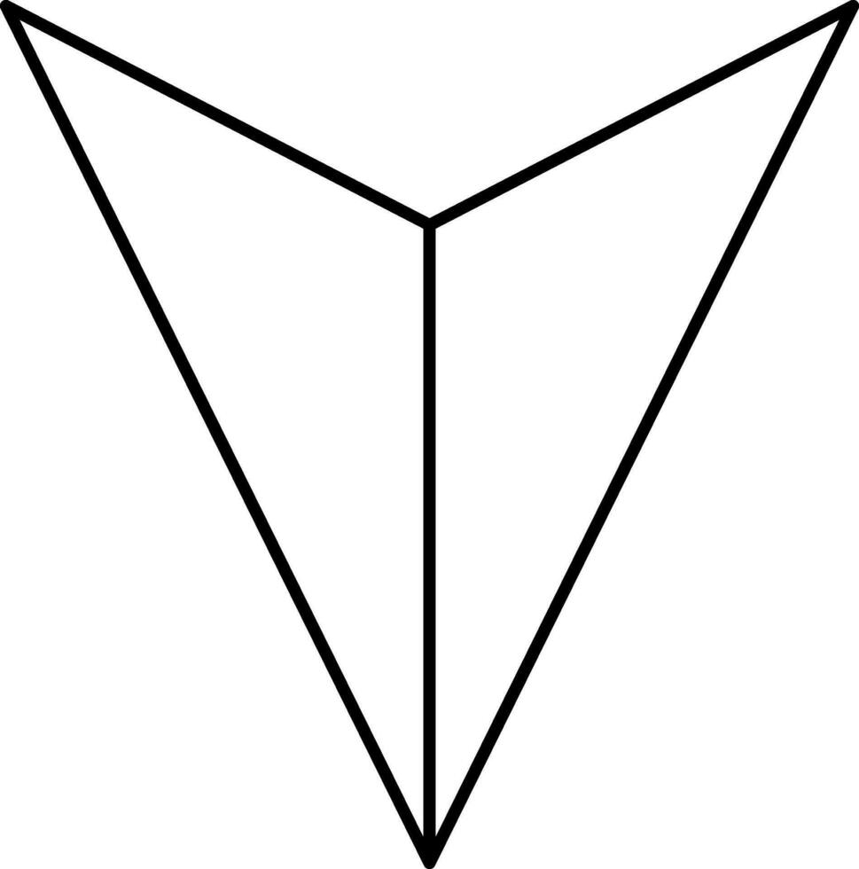 Black Linear Style Down Plane Arrow Icon. vector