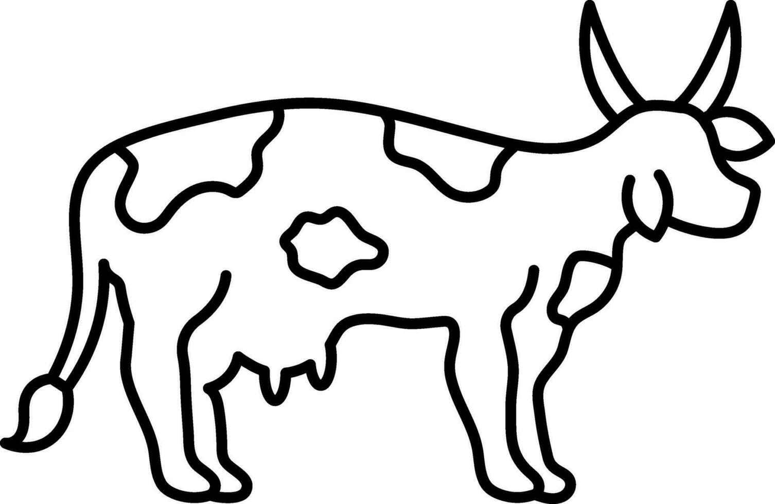 Illustration Of Cartoon Goat Icon In Black and White vector