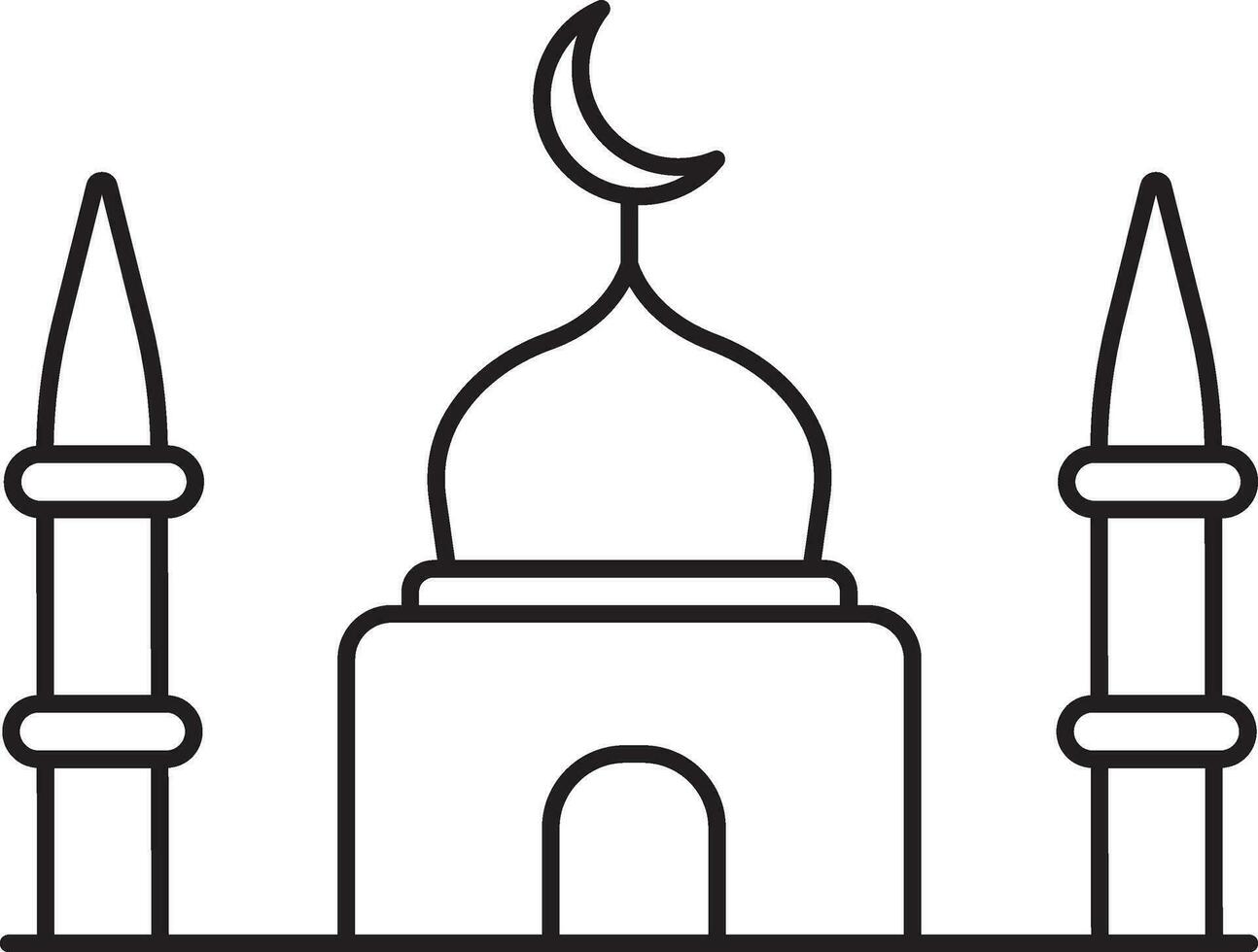 Black Outline Illustration Of Mosque Building Icon. vector