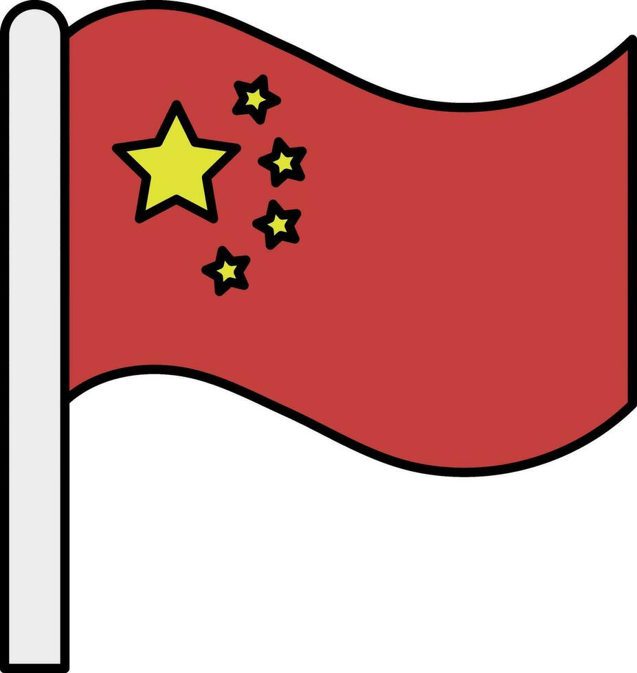 China National Flag Icon In Flat Style. vector