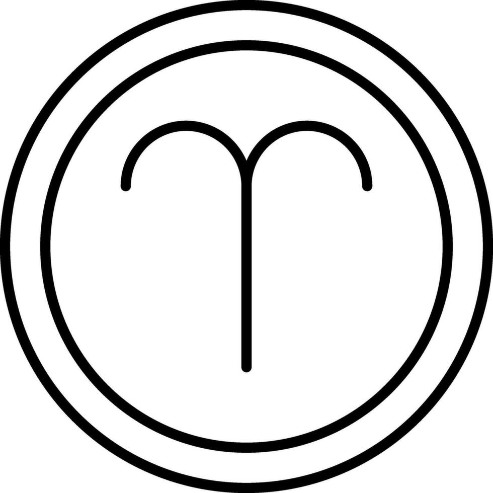 Linear Style Aries Astrology Symbol On Round Icon. vector