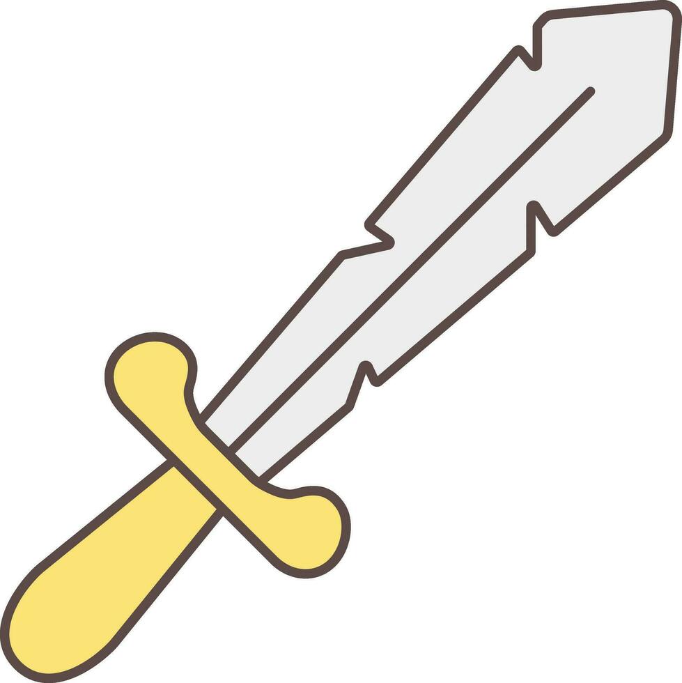 Isolated Sword Icon In Yellow And Gray Color. vector