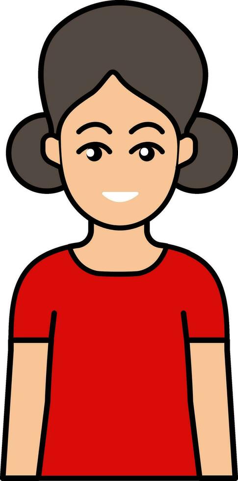 joven niña icono en marrón y rojo color. vector