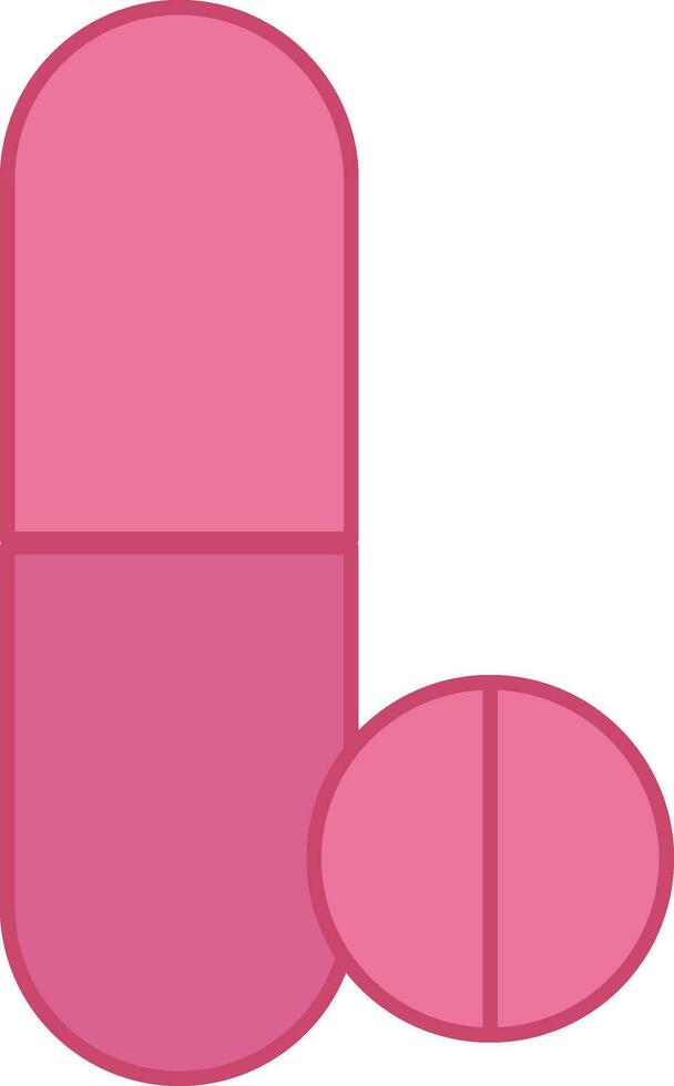 Pink Illustration Of Pills Icon In Flat Style. vector