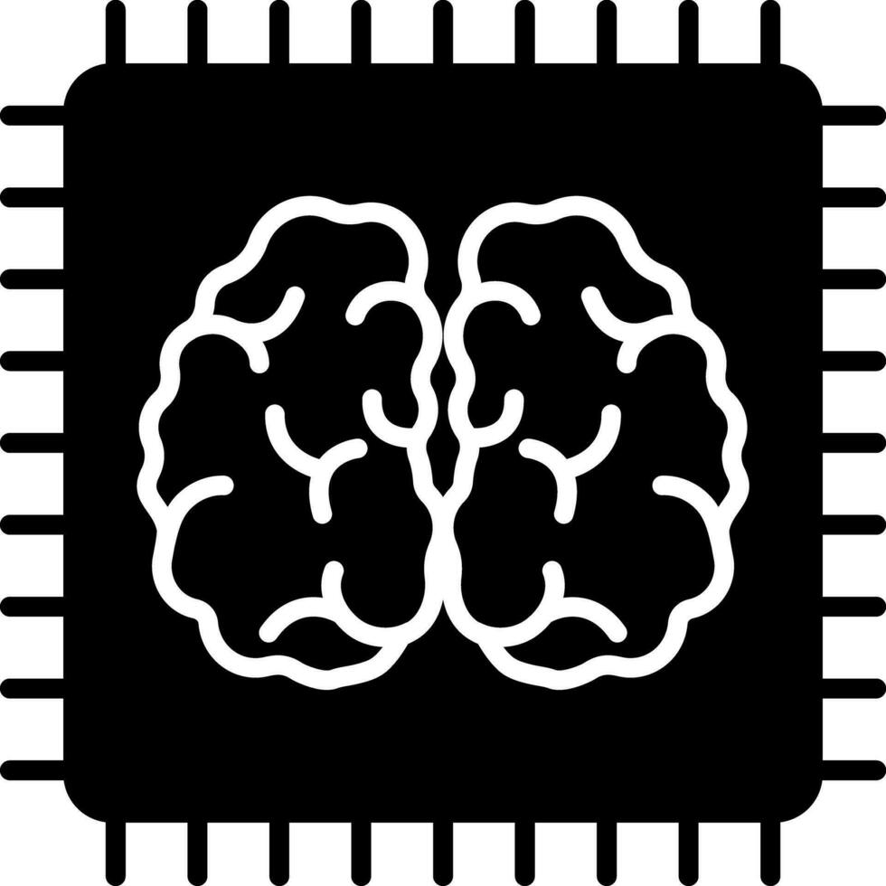 Robotic brain chip icon or symbol. vector