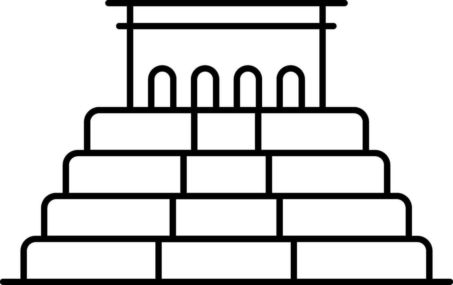 Chichen Itza Icon In Black Line Art. vector