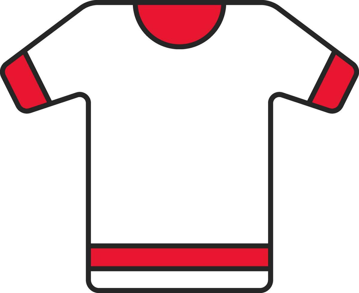 Flat Illustration Of Red And White T-shirt Icon. vector