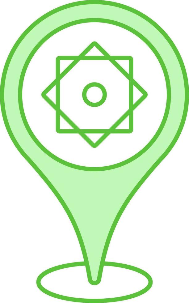 Rub El Hizb Location Point Icon In Green And White Color. vector