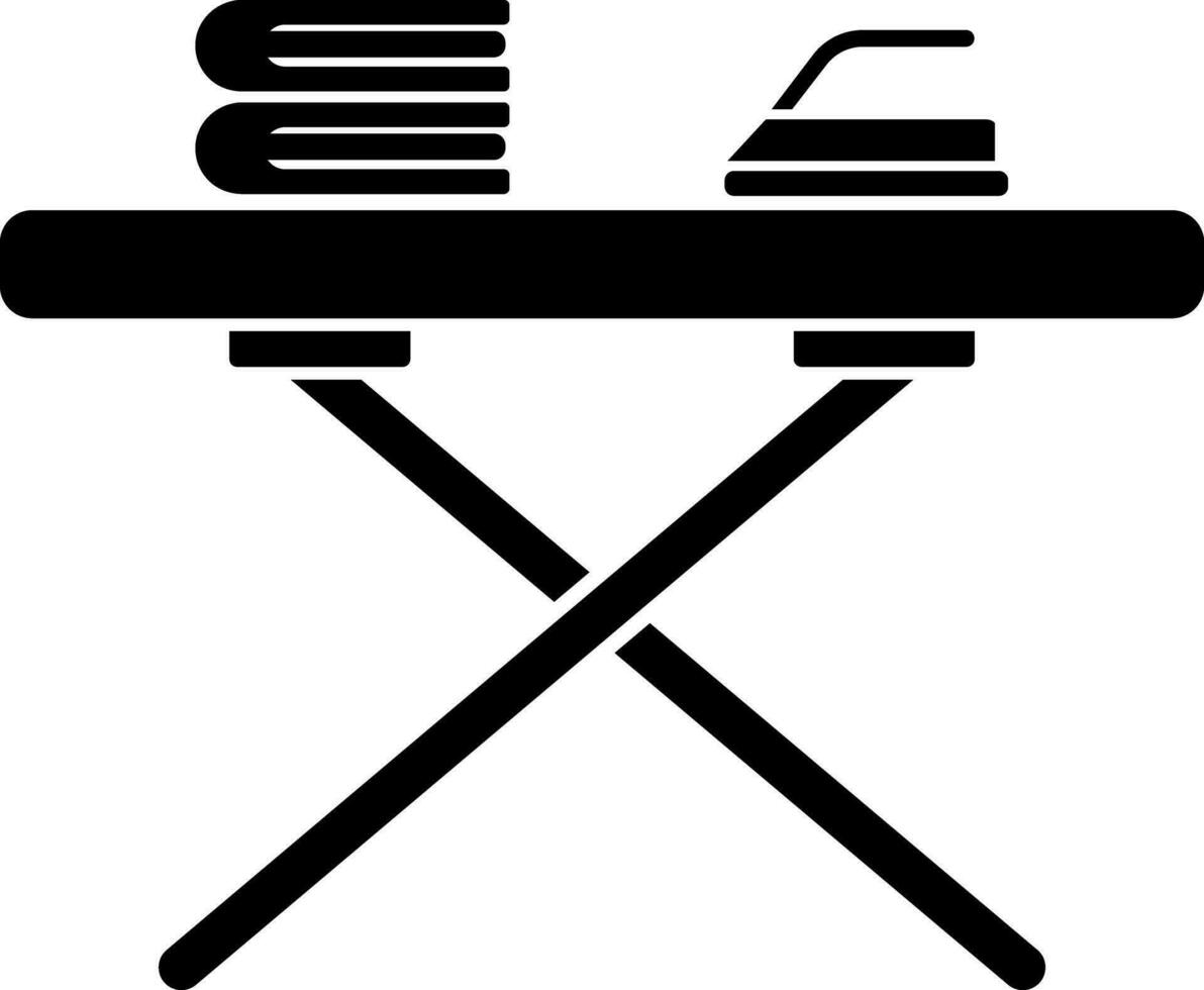 Illustration of Black and White ironing board with clothes. vector