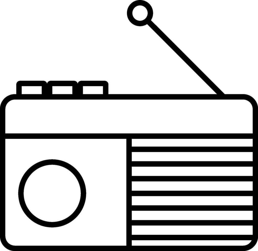 Isolated radio in black line art. vector