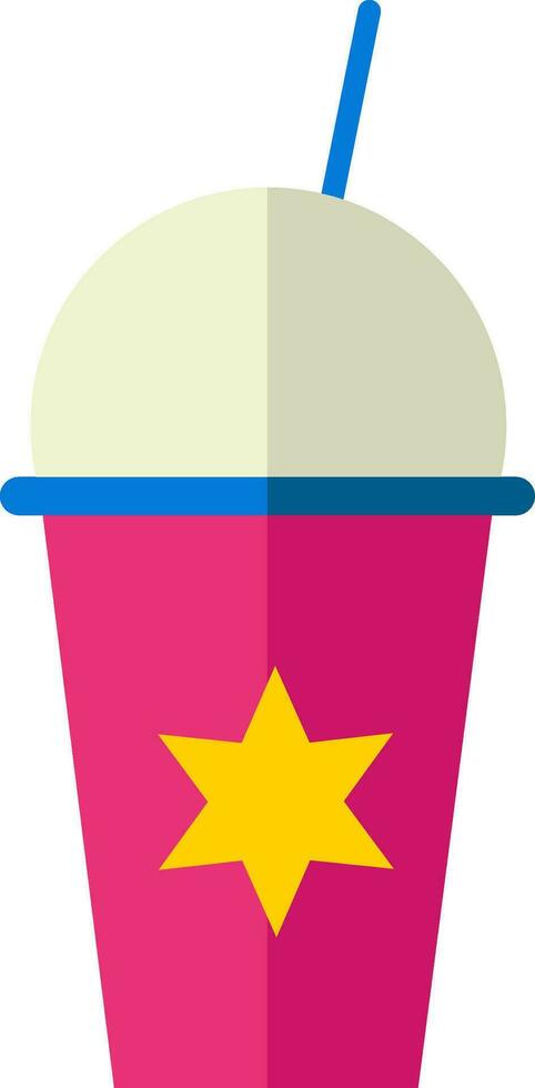 Star Disposable Glass With Straw Icon In Flat Style. vector